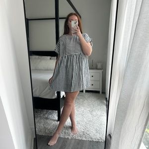 Striped Linen Dress with Pockets